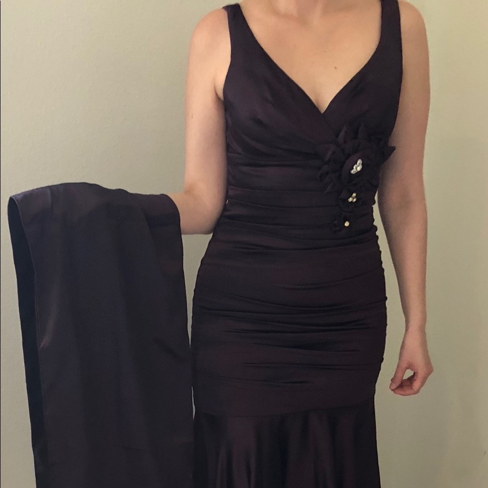 Elegant Evening gown w/ sash Dark purple